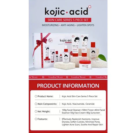 GuanJing Beauty Kojic Acid Skin Care Series 5-Piece Set | Brightening & Dark Spot Care